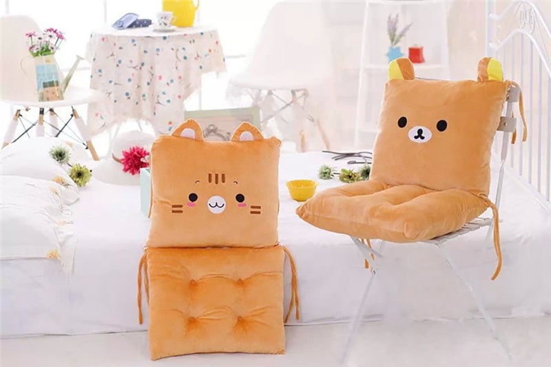 ChezMax Chair Cushion Plush Seat Cushion Back Cushion with Ties Thickened Desk Chair Pads Cartoon Waist Pillow Cushion Decor for Chair Car Office Patio Wheelchair Cartoon Bear - Image 3